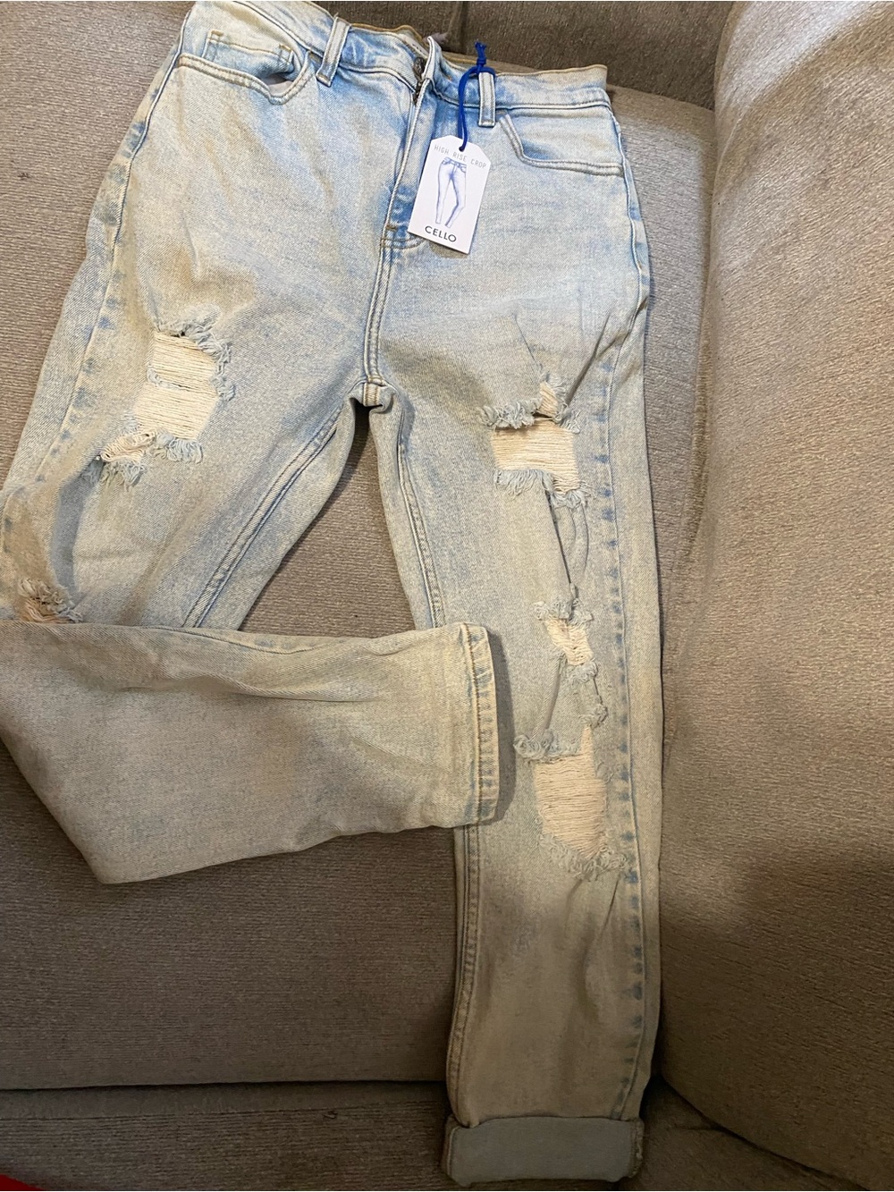 Cello Light Blue Ripped Relaxed Jeans